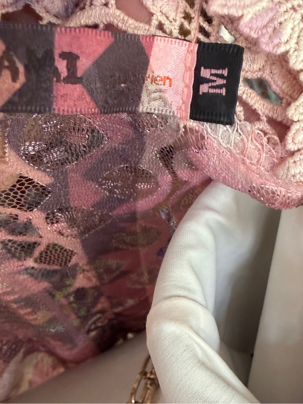 Origami Boutique Pink Lace Patchwork Layered Duster Cardigan M NWOT - Picture 14 of 15